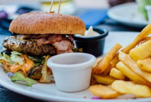 Cheesy Burger With Fried Special Dish