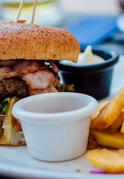 Cheesy Burger With Fried Special Dish