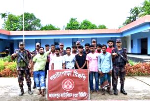 অবৈধপথে ভারত থেকে ফিরতেই বিজিবির হাতে ১২ যুবক আটক